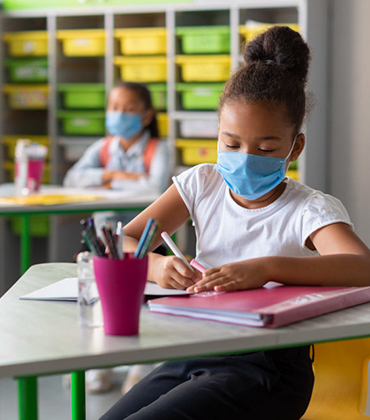 Two girls in classroom